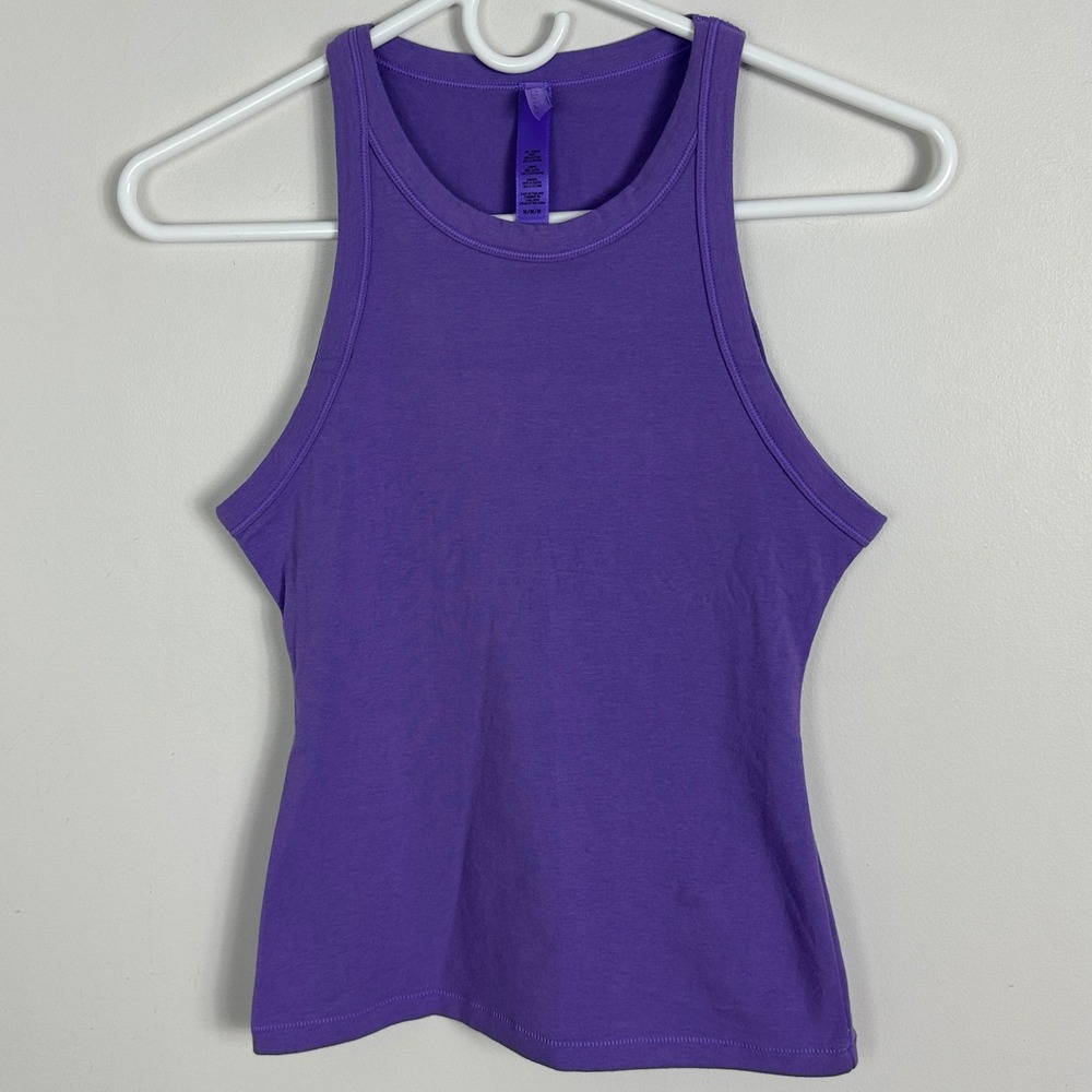 Skims Crew Neck Tank Top Cotton Jersey Womens Size Medium Purple Stretch Minimal